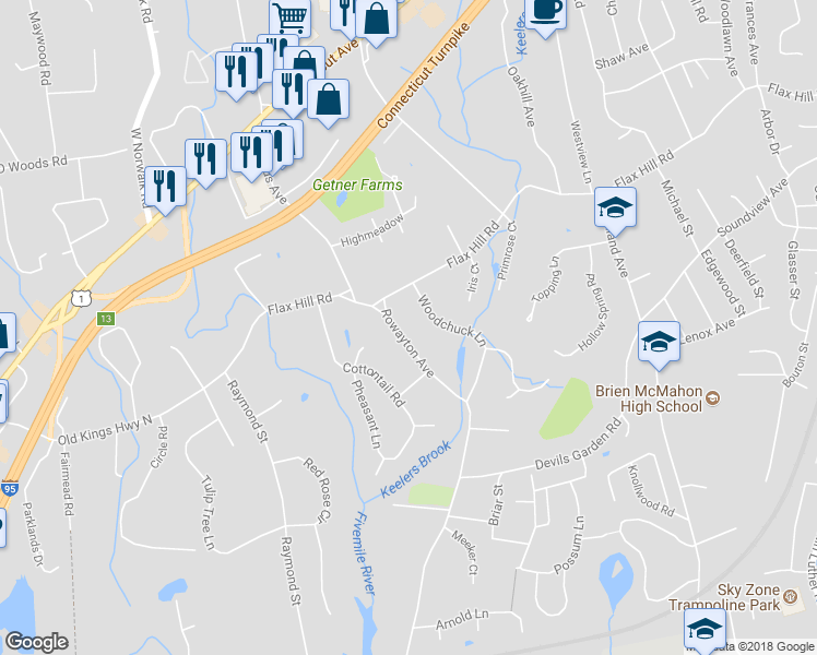 map of restaurants, bars, coffee shops, grocery stores, and more near 428 Rowayton Avenue in Norwalk