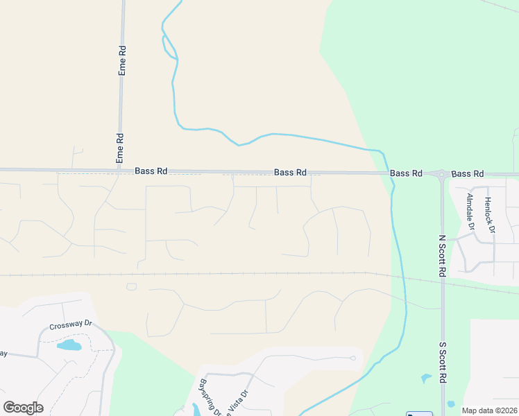 map of restaurants, bars, coffee shops, grocery stores, and more near 10401-11099 Bass Road in Fort Wayne