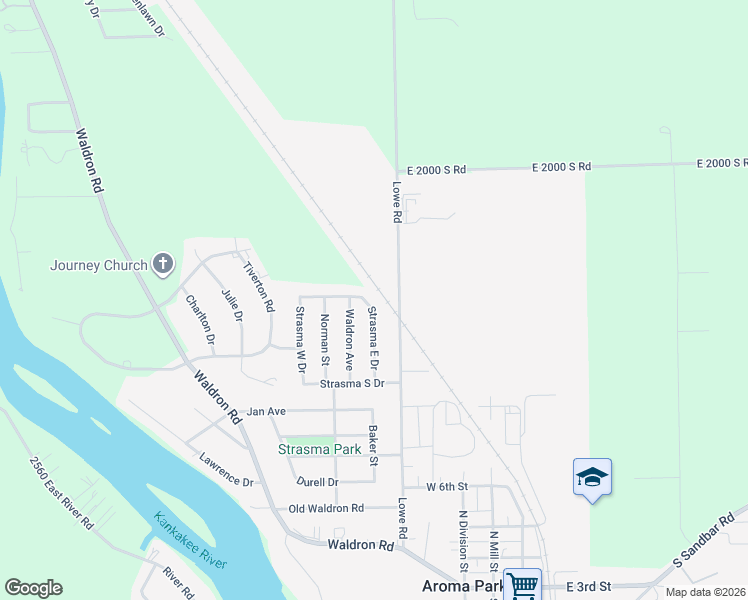 map of restaurants, bars, coffee shops, grocery stores, and more near 87 Strasma North Drive in Kankakee