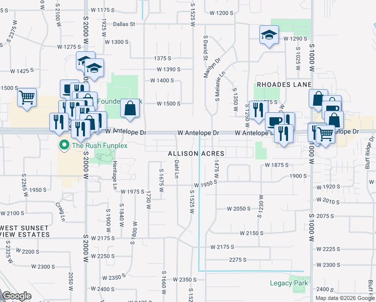 map of restaurants, bars, coffee shops, grocery stores, and more near 1794 Allison Way in Syracuse