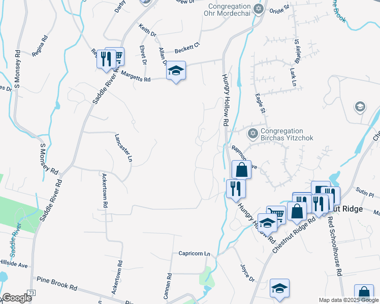 map of restaurants, bars, coffee shops, grocery stores, and more near 225 Hungry Hollow Road in Spring Valley
