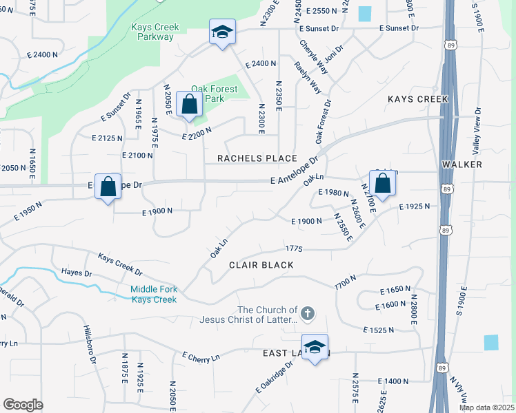 map of restaurants, bars, coffee shops, grocery stores, and more near 1934 Horseman Lane in Layton