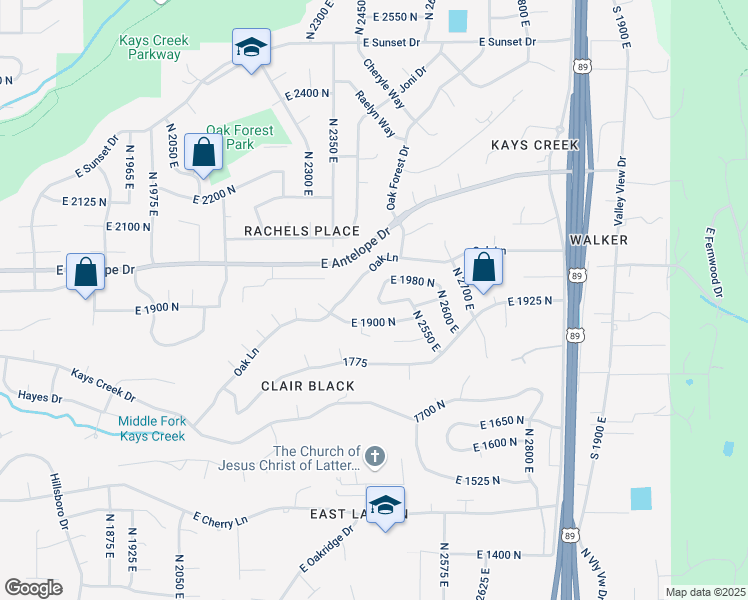 map of restaurants, bars, coffee shops, grocery stores, and more near 1959 North 2450 East in Layton