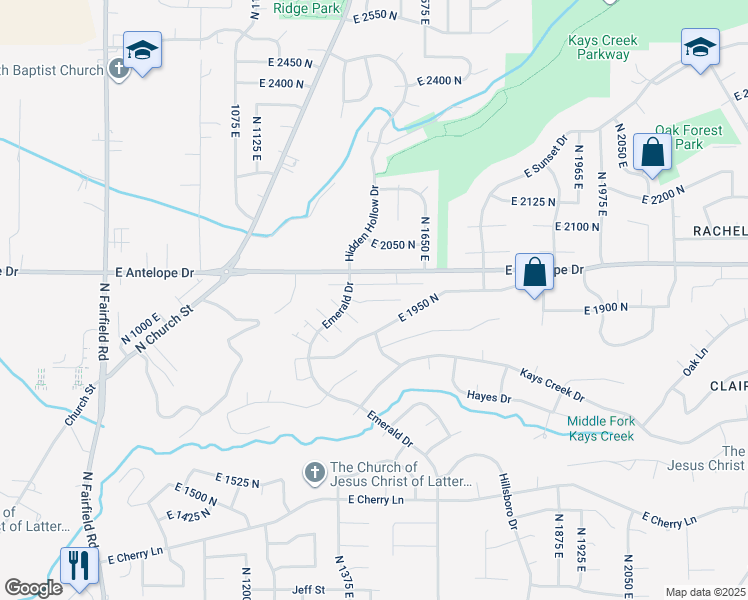map of restaurants, bars, coffee shops, grocery stores, and more near 1465 Sego Lily Court in Layton
