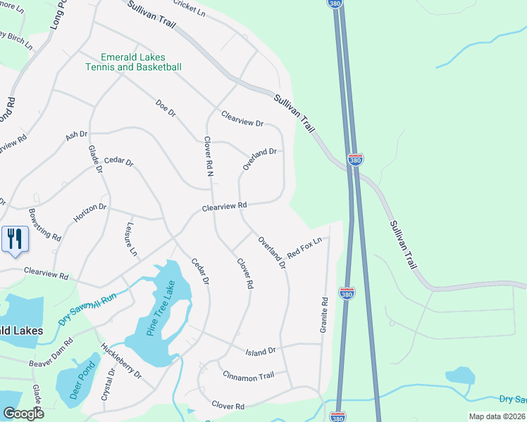 map of restaurants, bars, coffee shops, grocery stores, and more near 3366 Emerald Boulevard in Long Pond