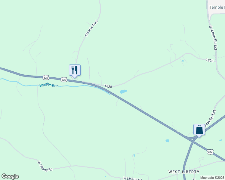 map of restaurants, bars, coffee shops, grocery stores, and more near 296 Thunderbird Road in DuBois