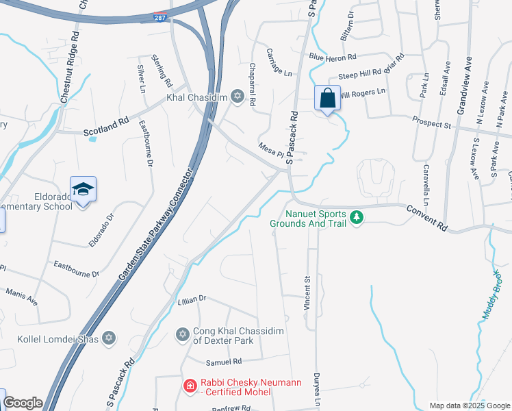 map of restaurants, bars, coffee shops, grocery stores, and more near 320 South Pascack Road in Spring Valley