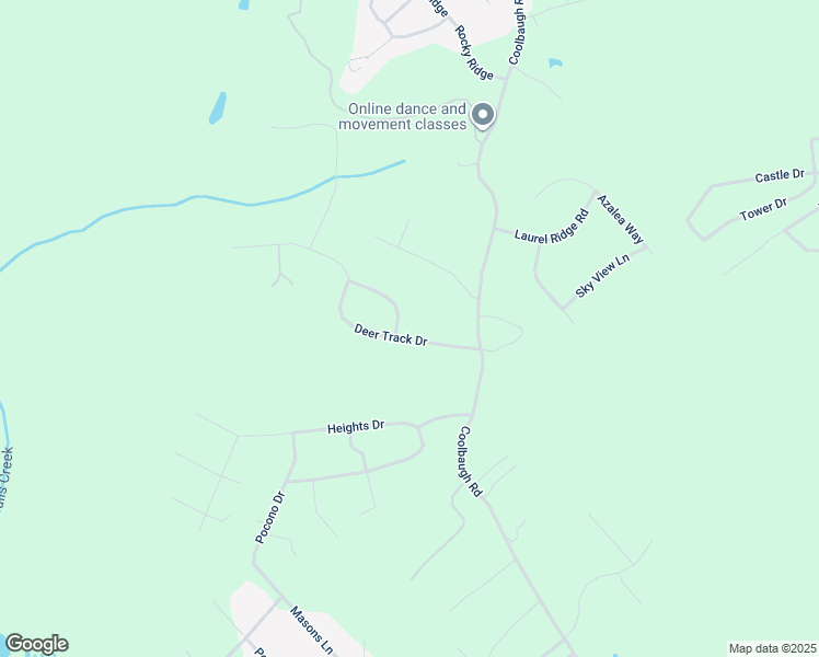map of restaurants, bars, coffee shops, grocery stores, and more near 2132 Deer Track Drive in East Stroudsburg