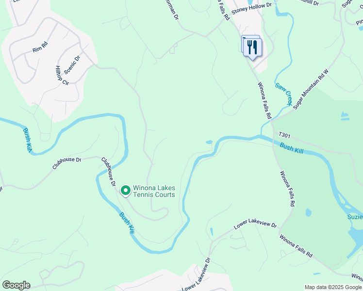 map of restaurants, bars, coffee shops, grocery stores, and more near 1181 Stony Creek Road in East Stroudsburg