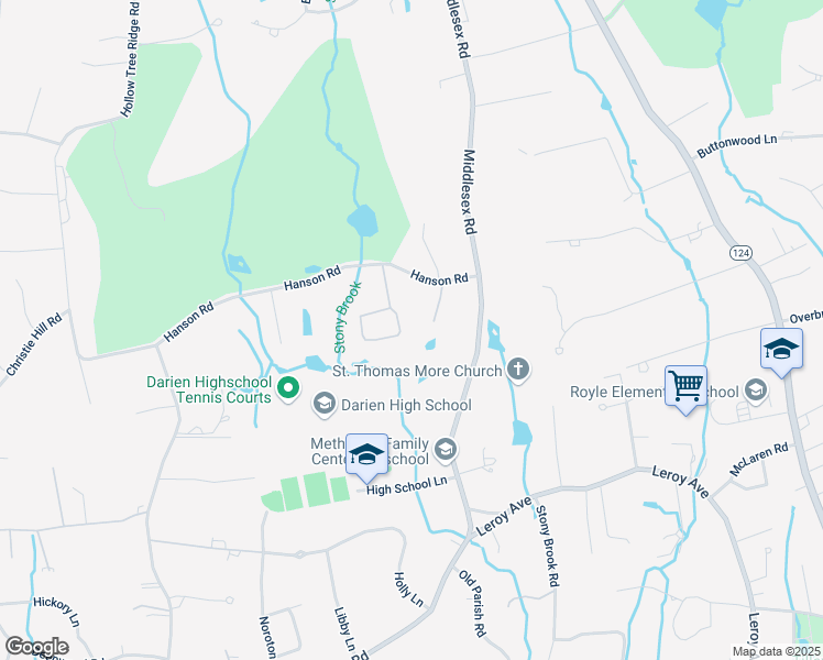 map of restaurants, bars, coffee shops, grocery stores, and more near 12 Linda Lane in Darien