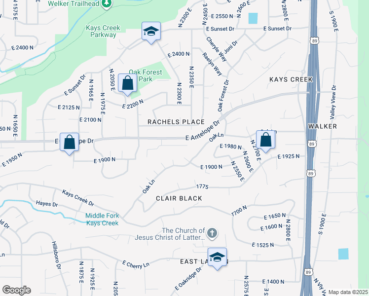 map of restaurants, bars, coffee shops, grocery stores, and more near 2316 East Rolling Oaks Lane in Layton