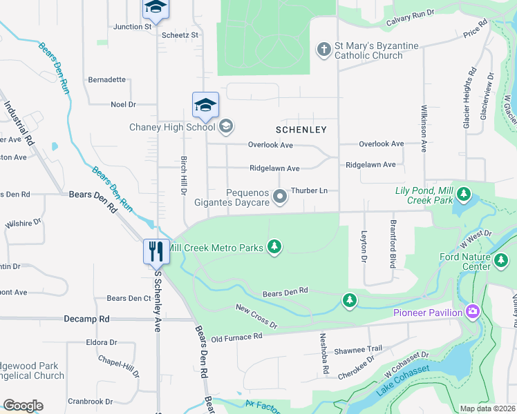 map of restaurants, bars, coffee shops, grocery stores, and more near 2304 McCollum Road in Youngstown