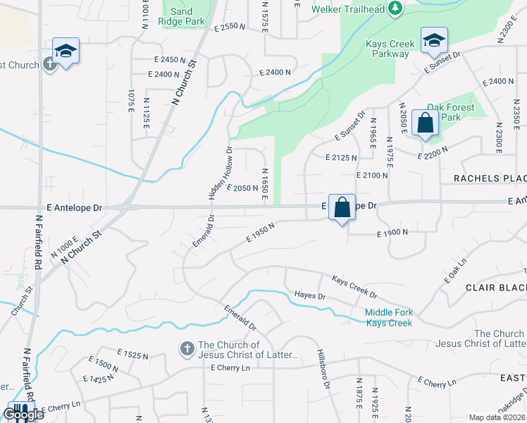 map of restaurants, bars, coffee shops, grocery stores, and more near 1715 East 1950 North in Layton