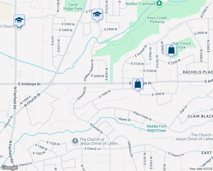 map of restaurants, bars, coffee shops, grocery stores, and more near 1715 East 1950 North in Layton