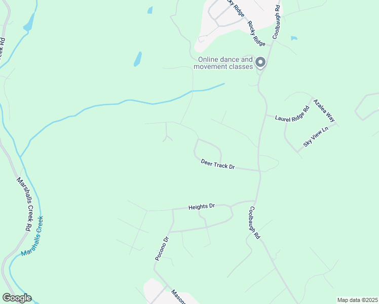 map of restaurants, bars, coffee shops, grocery stores, and more near 2165 Deer Track Drive in East Stroudsburg