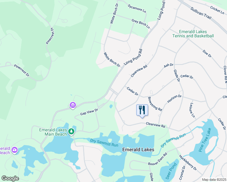 map of restaurants, bars, coffee shops, grocery stores, and more near 2684 Long Pond Road in Long Pond