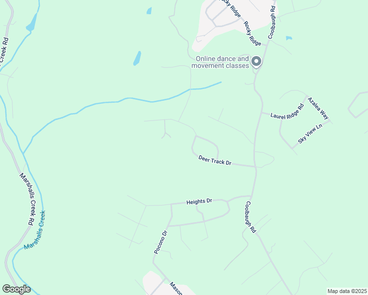 map of restaurants, bars, coffee shops, grocery stores, and more near 2165 Deer Track Drive in East Stroudsburg
