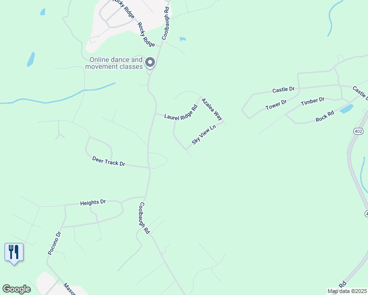 map of restaurants, bars, coffee shops, grocery stores, and more near 911 Marshalls Creek Road in East Stroudsburg