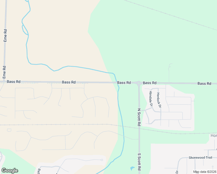 map of restaurants, bars, coffee shops, grocery stores, and more near 10519 Bass Road in Fort Wayne