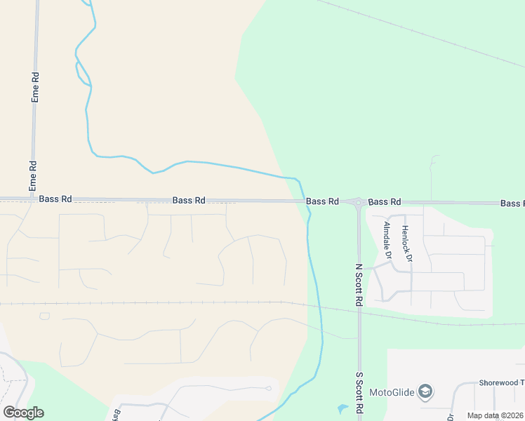 map of restaurants, bars, coffee shops, grocery stores, and more near 10800 Bass Road in Fort Wayne