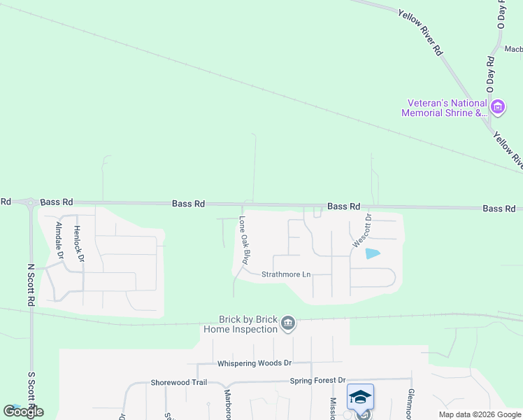 map of restaurants, bars, coffee shops, grocery stores, and more near 9025 Bass Road in Fort Wayne