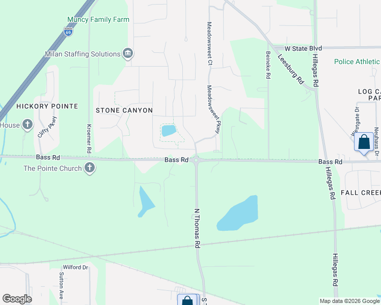 map of restaurants, bars, coffee shops, grocery stores, and more near 4620 Anglers Lane in Fort Wayne