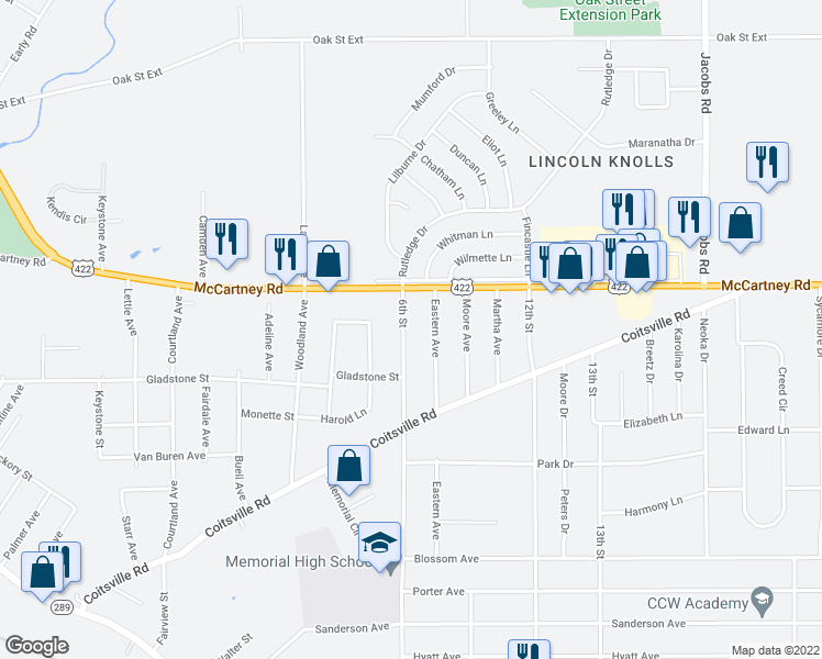 map of restaurants, bars, coffee shops, grocery stores, and more near 565 6th Street in Campbell