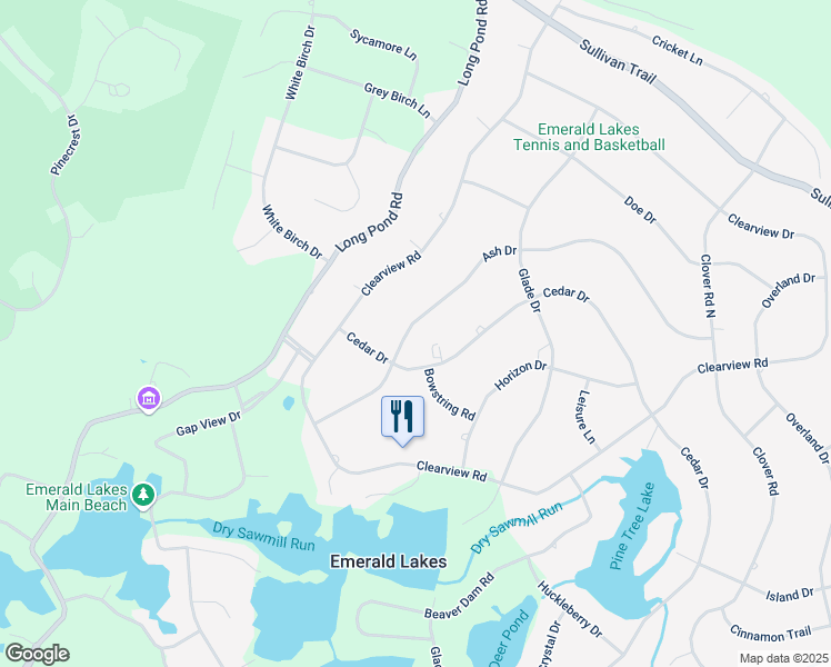 map of restaurants, bars, coffee shops, grocery stores, and more near 158 Ash Drive in Long Pond