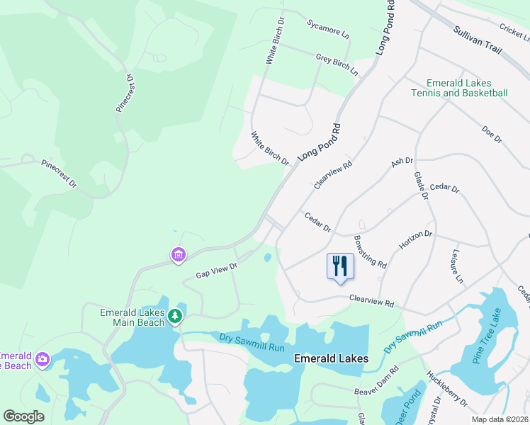 map of restaurants, bars, coffee shops, grocery stores, and more near 3057 Emerald Blvd in Long Pond