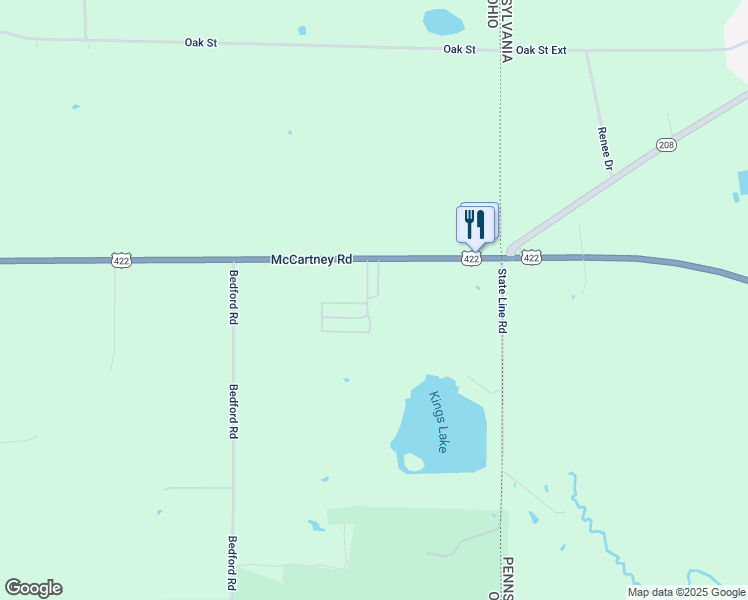 map of restaurants, bars, coffee shops, grocery stores, and more near 6633 McCartney Road in Lowellville