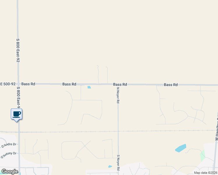 map of restaurants, bars, coffee shops, grocery stores, and more near 14001-14207 Bass Road in Fort Wayne