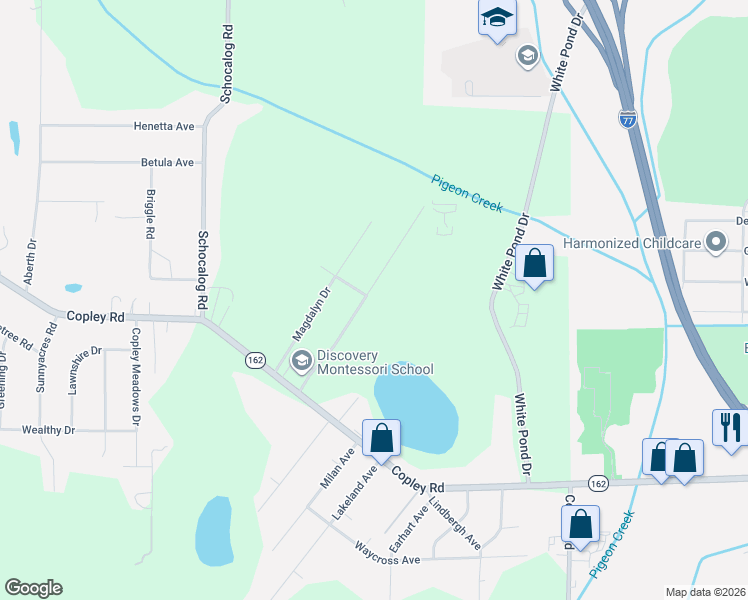 map of restaurants, bars, coffee shops, grocery stores, and more near 1129 Oak Tree Road in Akron