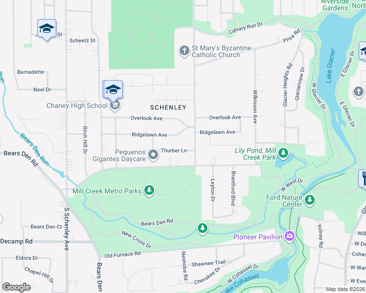 map of restaurants, bars, coffee shops, grocery stores, and more near 2002 Thurber Lane in Youngstown