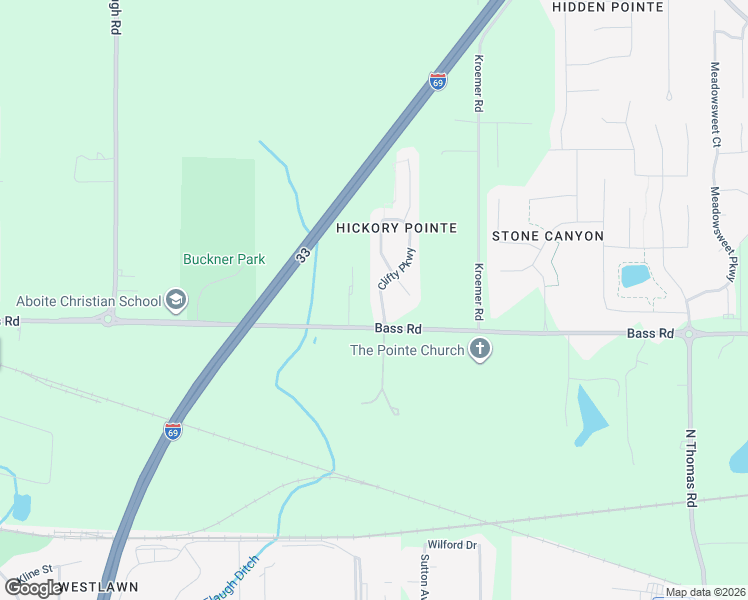map of restaurants, bars, coffee shops, grocery stores, and more near 1626 Clifty Pkwy in Fort Wayne