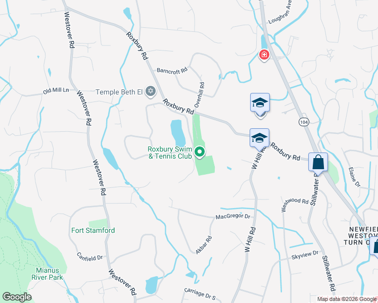 map of restaurants, bars, coffee shops, grocery stores, and more near 74 Doral Farm Road in Stamford