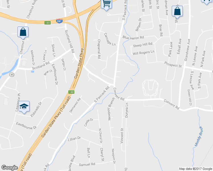 map of restaurants, bars, coffee shops, grocery stores, and more near 4 Stonlea Court in Nanuet