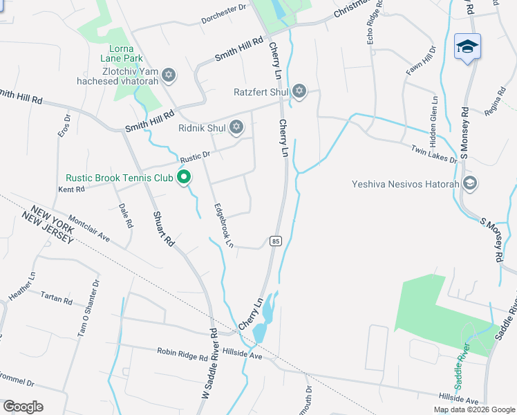 map of restaurants, bars, coffee shops, grocery stores, and more near 2 Cobblestone Lane in Airmont