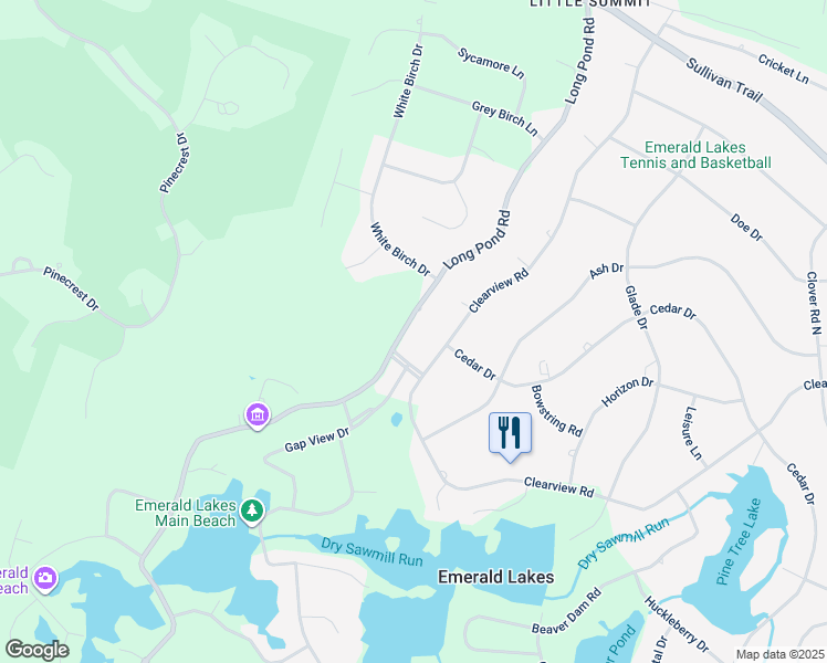 map of restaurants, bars, coffee shops, grocery stores, and more near 2684 Long Pond Road in Long Pond