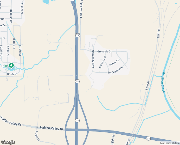 map of restaurants, bars, coffee shops, grocery stores, and more near 15120 Normandy Boulevard in Bellevue