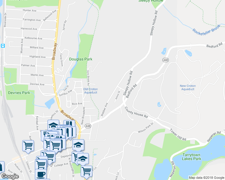 map of restaurants, bars, coffee shops, grocery stores, and more near 159 Webber Avenue in Sleepy Hollow