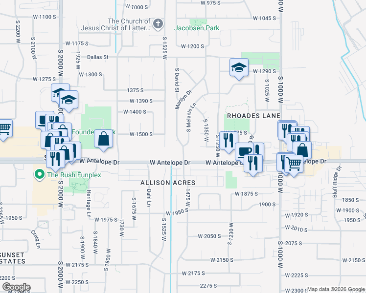 map of restaurants, bars, coffee shops, grocery stores, and more near 1543 Marilyn Drive in Syracuse