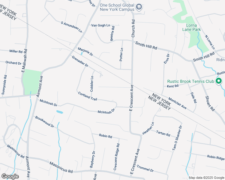 map of restaurants, bars, coffee shops, grocery stores, and more near 30 Nilsen Avenue in Mahwah