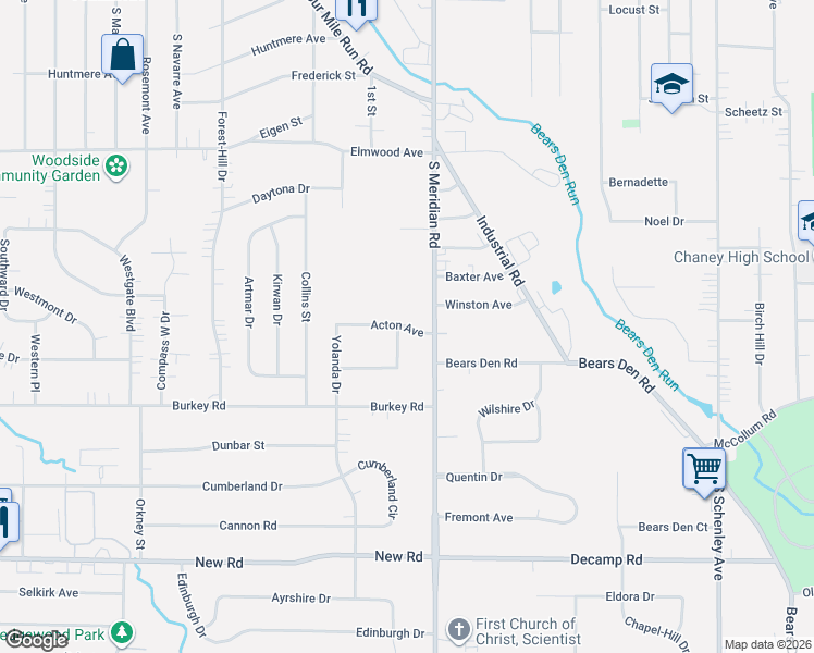 map of restaurants, bars, coffee shops, grocery stores, and more near 1089 Polley Drive in Youngstown