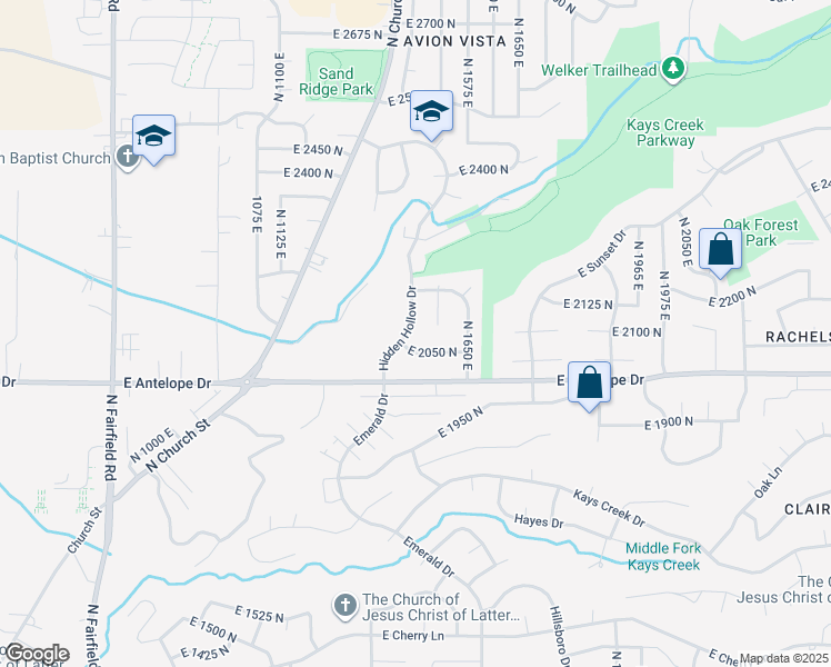 map of restaurants, bars, coffee shops, grocery stores, and more near 2096 North 1450 East in Layton