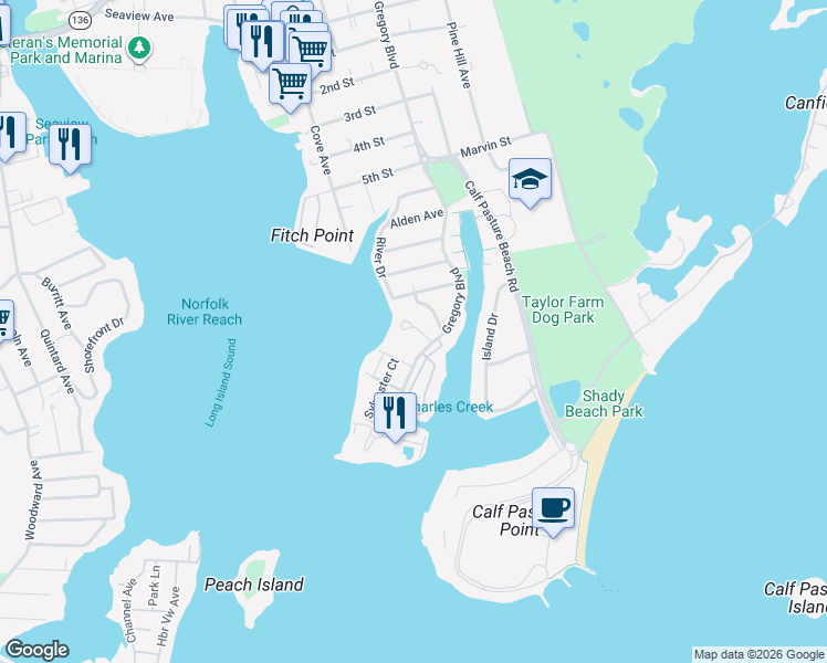 map of restaurants, bars, coffee shops, grocery stores, and more near 5 Tonetta Circle in Norwalk
