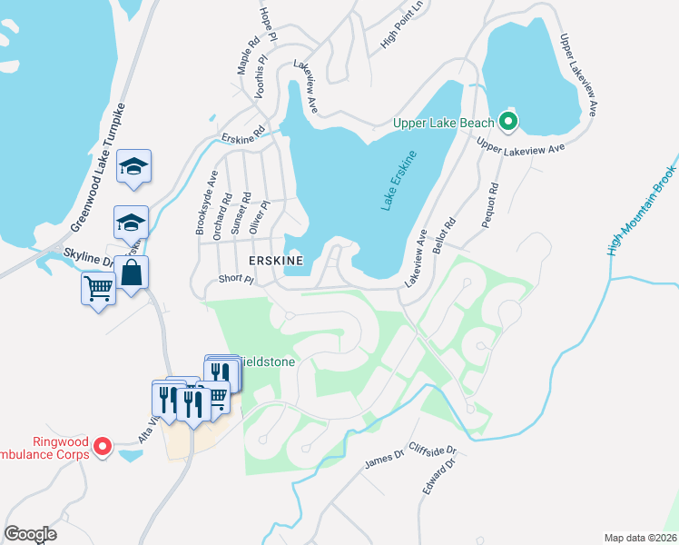 map of restaurants, bars, coffee shops, grocery stores, and more near 31 Main Beach Road in Ringwood