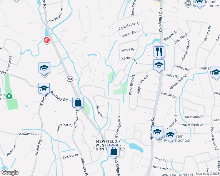 map of restaurants, bars, coffee shops, grocery stores, and more near 27 Amherst Place in Stamford