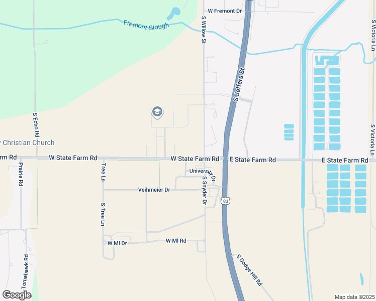 map of restaurants, bars, coffee shops, grocery stores, and more near 495 West State Farm Road in North Platte