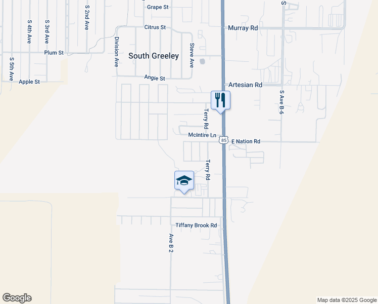 map of restaurants, bars, coffee shops, grocery stores, and more near 3008 Terry Road in Cheyenne
