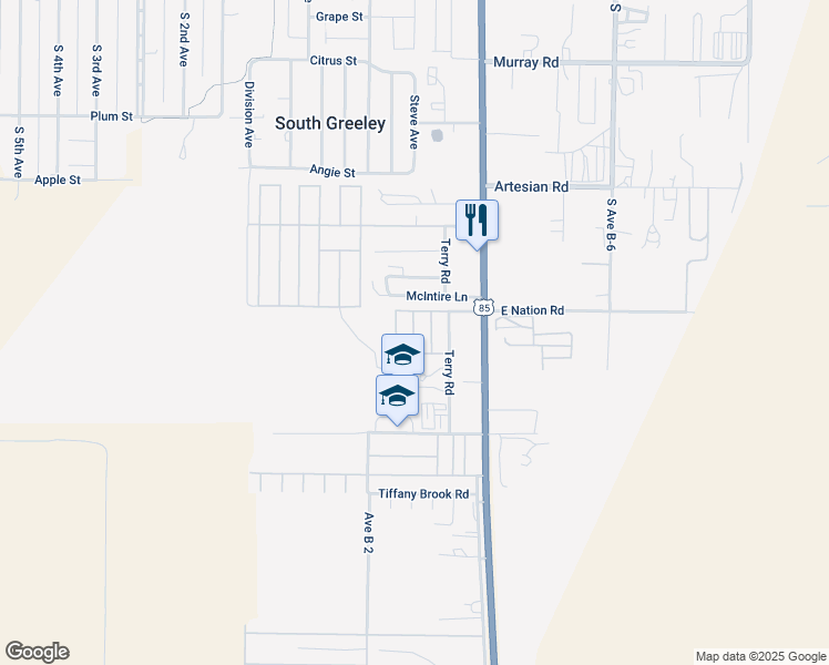 map of restaurants, bars, coffee shops, grocery stores, and more near 3008 Terry Road in Cheyenne